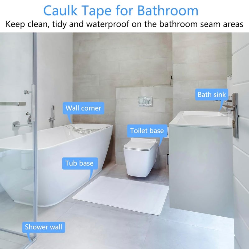 GHAMYEE Black Caulk Tape Bath & Kitchen Caulking Tape Self Adhesive Waterproof, Toilet Sealant Tape, Bathtub Sealing Strip Tape for Bathroom Caulking Tape Shower Caulk Strip (1.5" x10.5Ft) - Image 4
